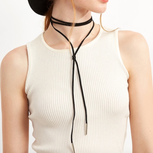 Black Metal Bar Wrap Choker Necklace - Picture 1 of 4